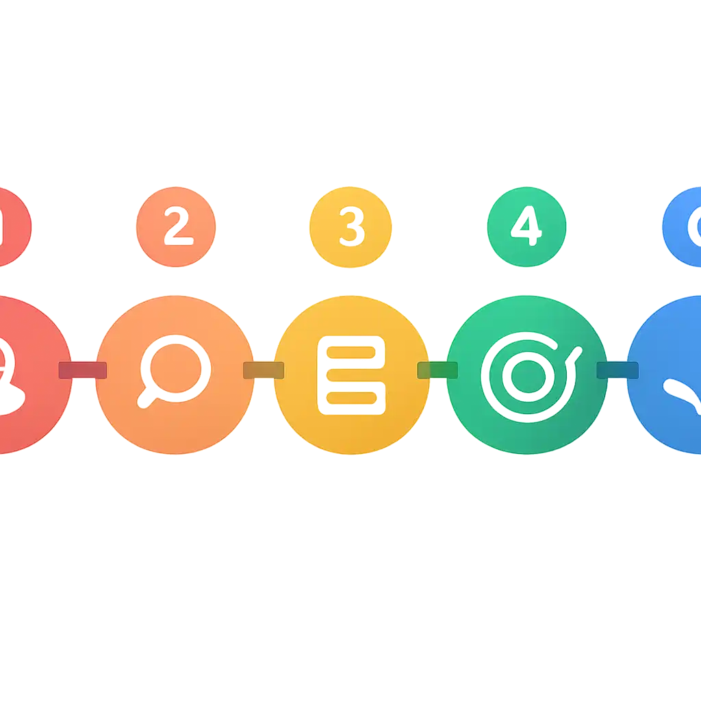 Five numbered circular icons connected by arrows in a horizontal flow, Getting Started With khanapara teer result steps
