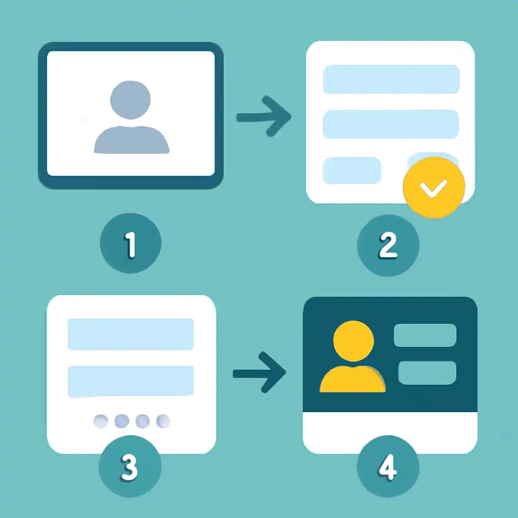 Annotated step diagram: creating an account process with numbered callouts, Khanapara Teer