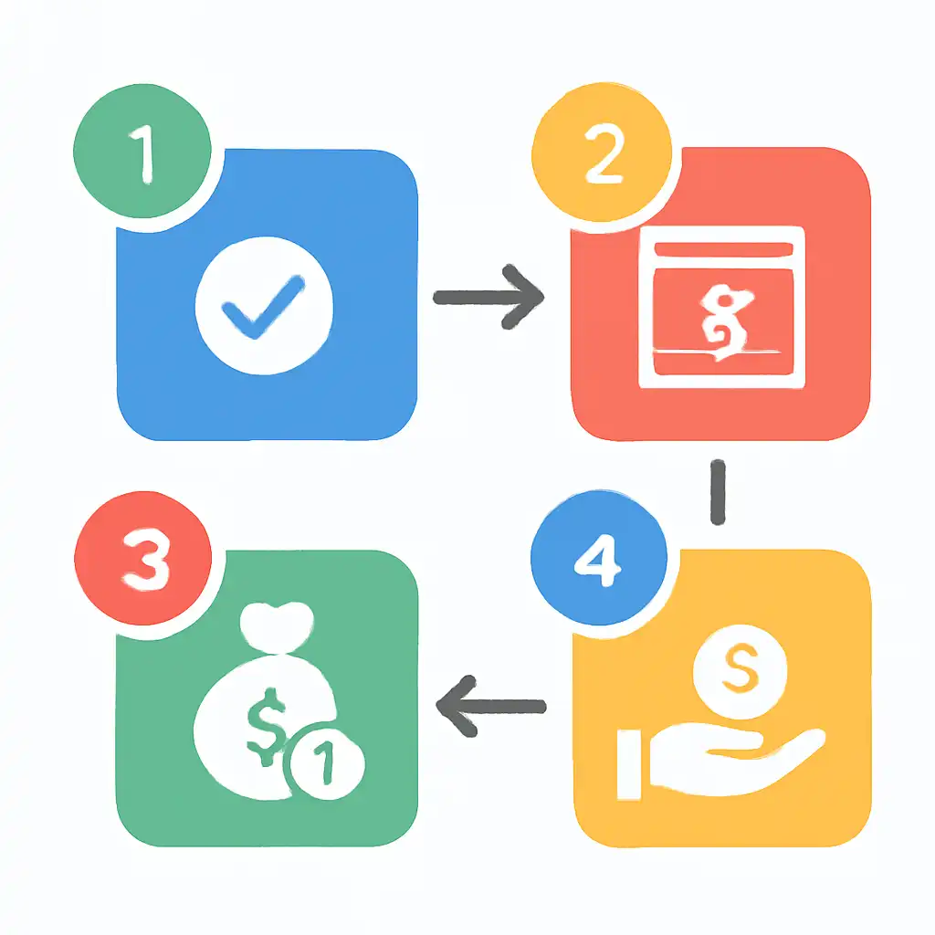 Annotated step diagram: payout timings process with numbered callouts, Khanapara Teer